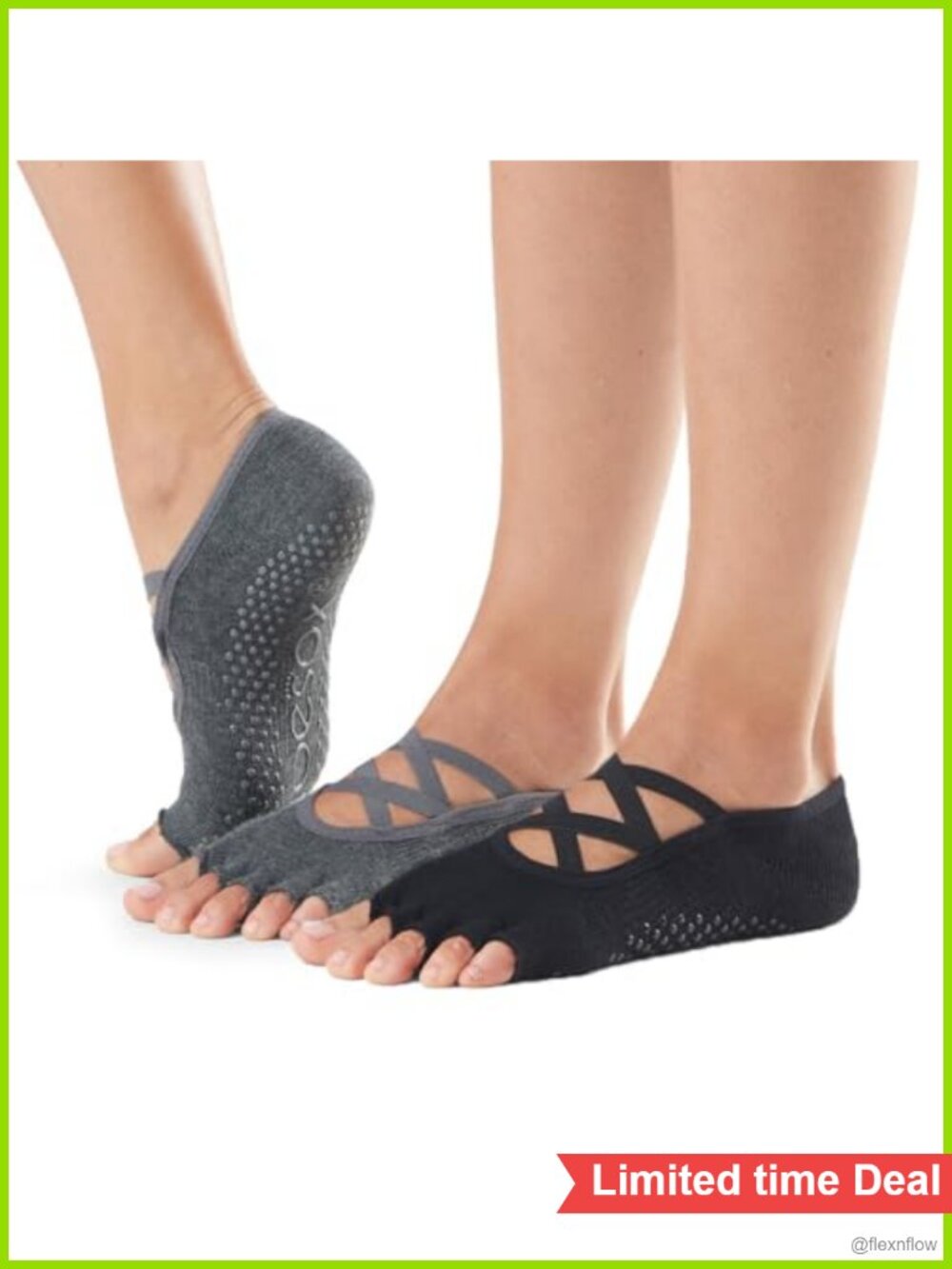 ToeSox Bellarina Grip Socks Half-Toe Non-Slip Yoga Barre Pilates Women